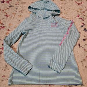 💘 Vineyard Vines Girls Striped Hooded Longsleeve Logo Shirt
